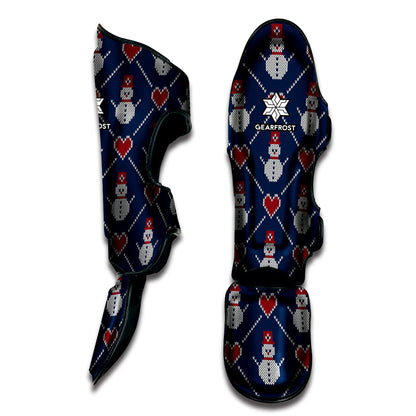 Cute Snowman Knitted Pattern Print Muay Thai Shin Guard