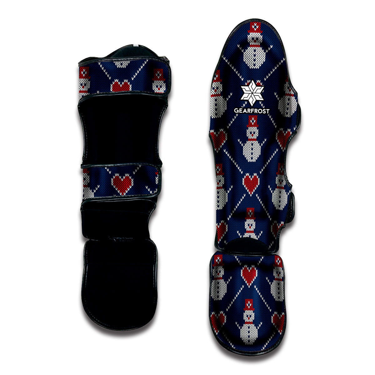 Cute Snowman Knitted Pattern Print Muay Thai Shin Guard