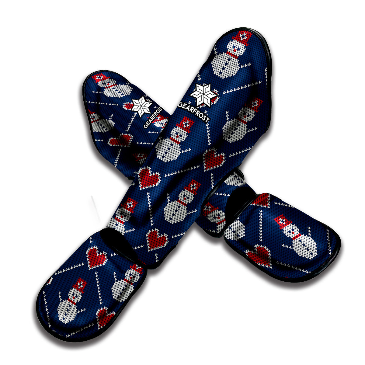 Cute Snowman Knitted Pattern Print Muay Thai Shin Guard