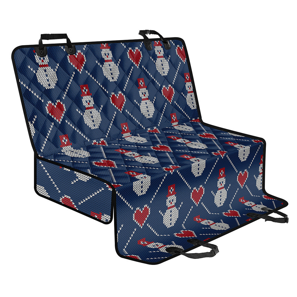 Cute Snowman Knitted Pattern Print Pet Car Back Seat Cover