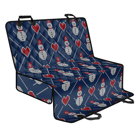 Cute Snowman Knitted Pattern Print Pet Car Back Seat Cover