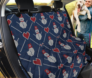 Cute Snowman Knitted Pattern Print Pet Car Back Seat Cover