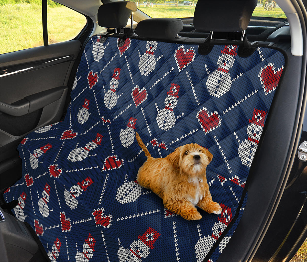 Cute Snowman Knitted Pattern Print Pet Car Back Seat Cover