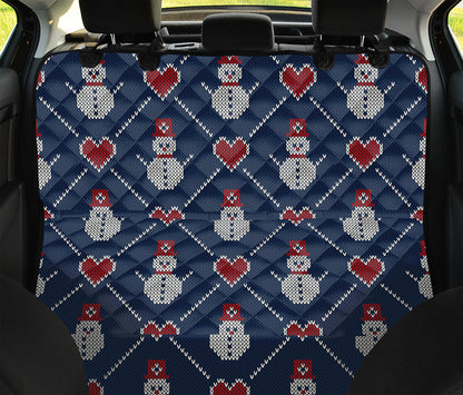 Cute Snowman Knitted Pattern Print Pet Car Back Seat Cover