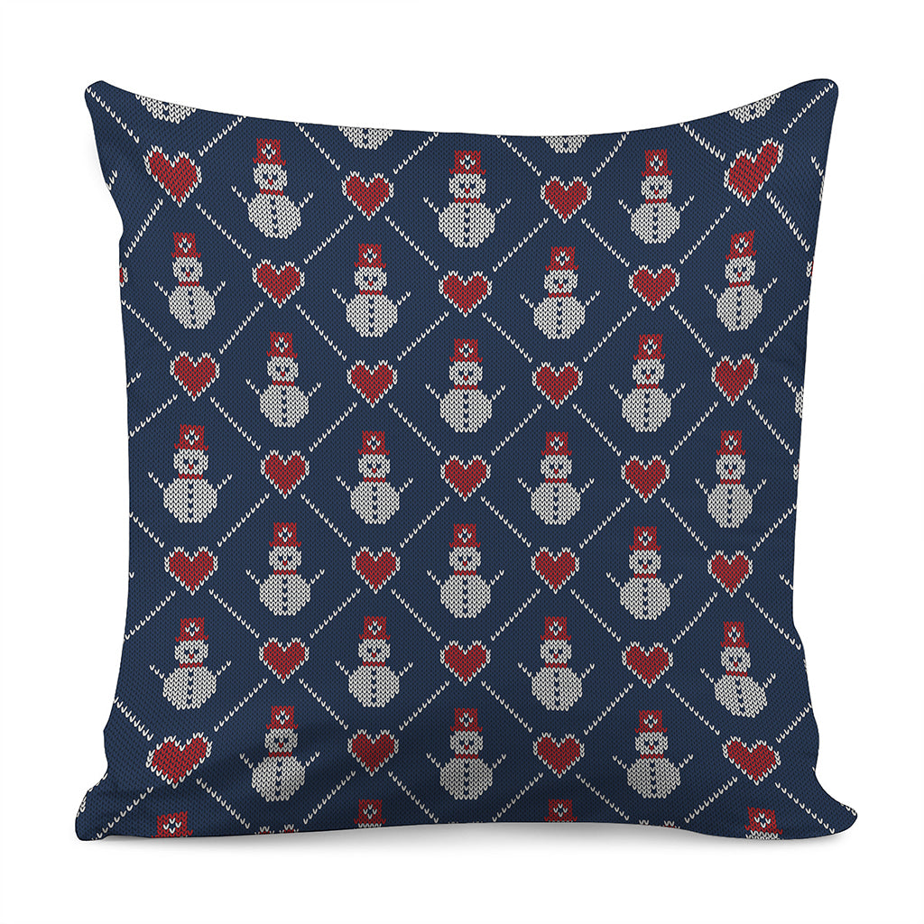 Cute Snowman Knitted Pattern Print Pillow Cover