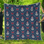 Cute Snowman Knitted Pattern Print Quilt