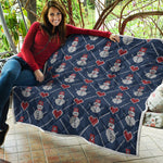 Cute Snowman Knitted Pattern Print Quilt
