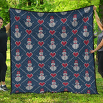 Cute Snowman Knitted Pattern Print Quilt