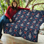 Cute Snowman Knitted Pattern Print Quilt