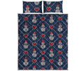 Cute Snowman Knitted Pattern Print Quilt Bed Set