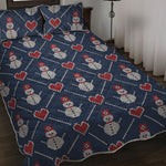Cute Snowman Knitted Pattern Print Quilt Bed Set