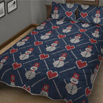 Cute Snowman Knitted Pattern Print Quilt Bed Set