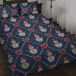 Cute Snowman Knitted Pattern Print Quilt Bed Set