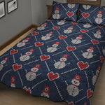 Cute Snowman Knitted Pattern Print Quilt Bed Set