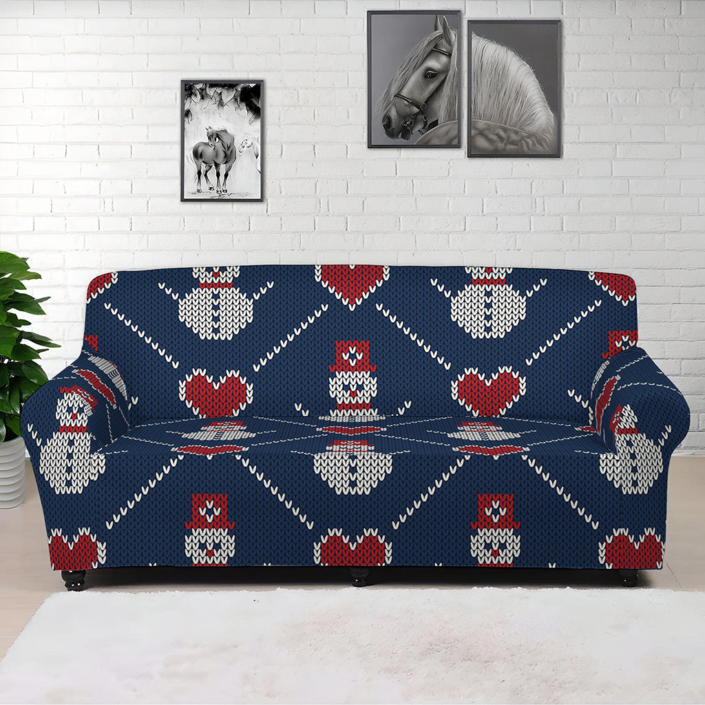 Cute Snowman Knitted Pattern Print Sofa Cover