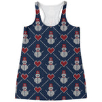Cute Snowman Knitted Pattern Print Women's Racerback Tank Top