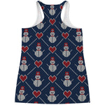 Cute Snowman Knitted Pattern Print Women's Racerback Tank Top