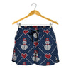 Cute Snowman Knitted Pattern Print Women's Shorts