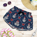 Cute Snowman Knitted Pattern Print Women's Shorts