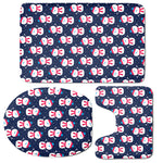 Cute Snowman Pattern Print 3 Piece Bath Mat Set
