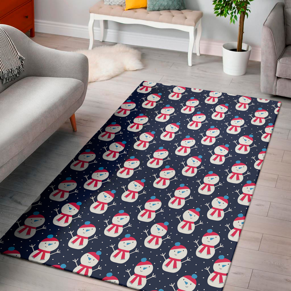 Cute Snowman Pattern Print Area Rug