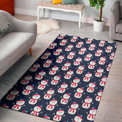 Cute Snowman Pattern Print Area Rug