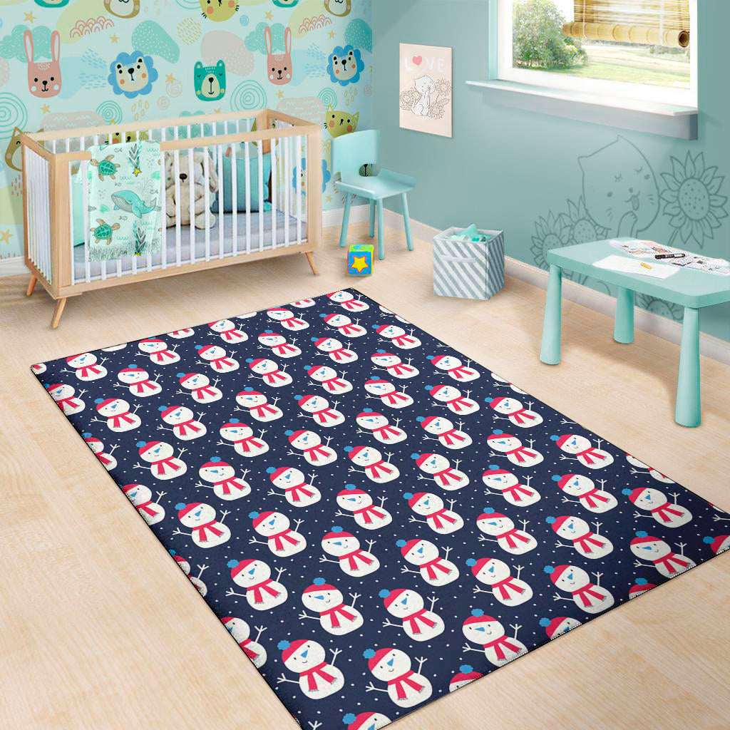 Cute Snowman Pattern Print Area Rug