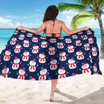 Cute Snowman Pattern Print Beach Sarong Wrap
