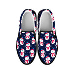 Cute Snowman Pattern Print Black Slip On Shoes