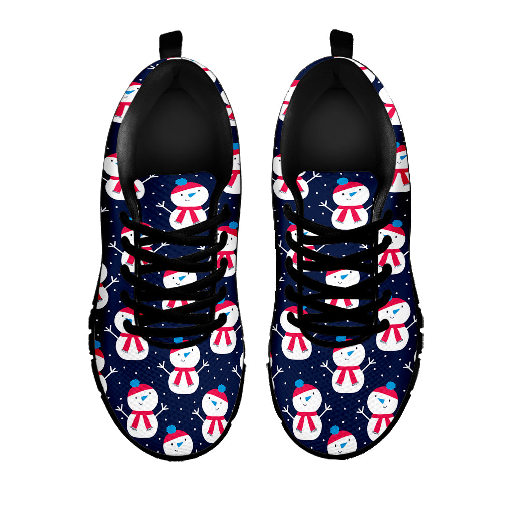 Cute Snowman Pattern Print Black Sneakers