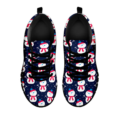 Cute Snowman Pattern Print Black Sneakers