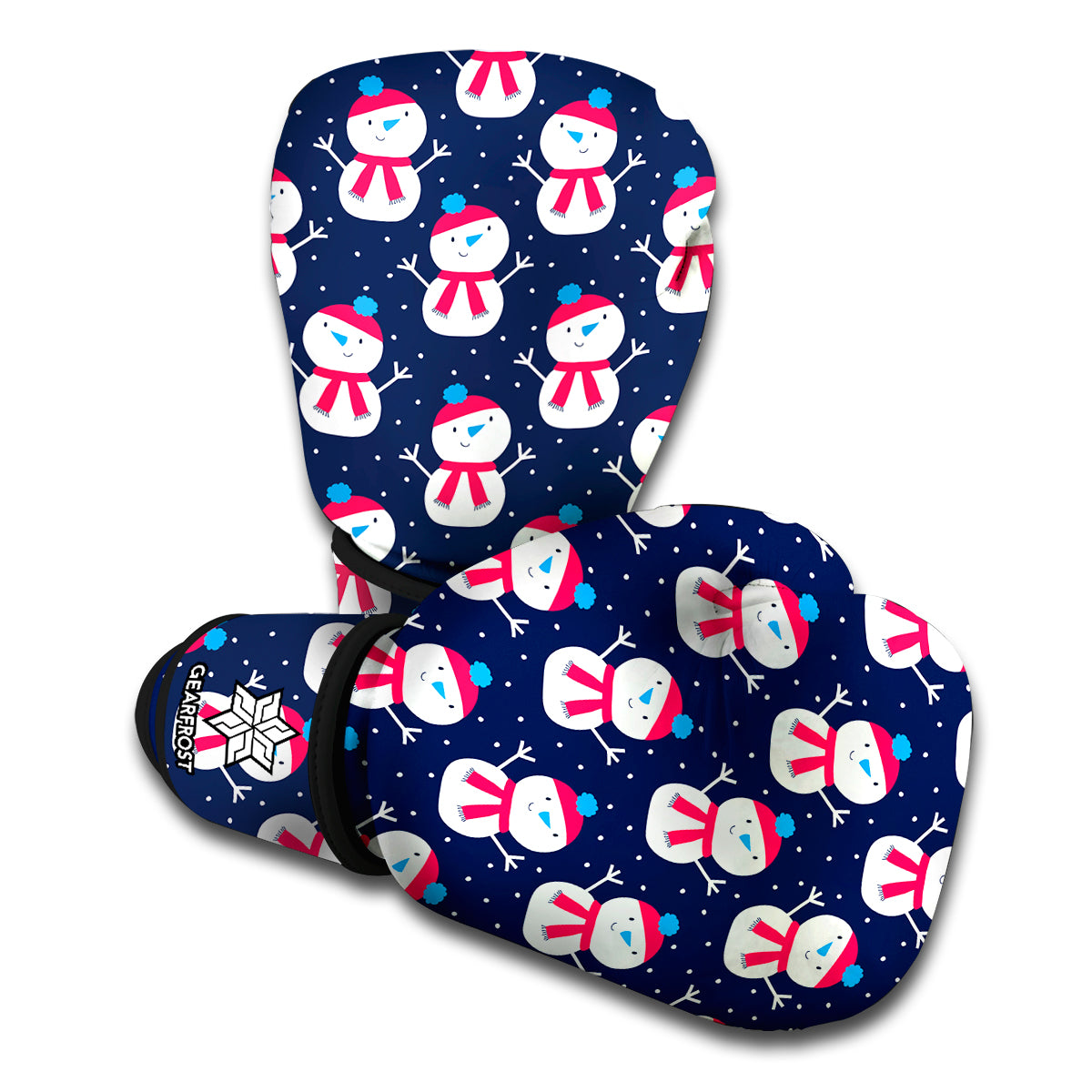 Cute Snowman Pattern Print Boxing Gloves