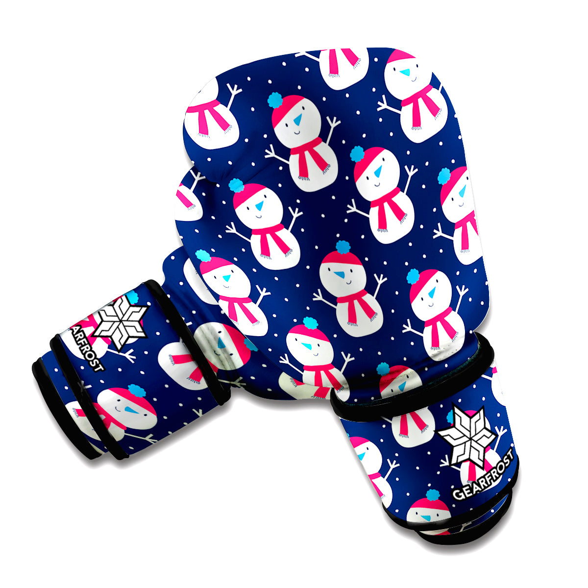 Cute Snowman Pattern Print Boxing Gloves