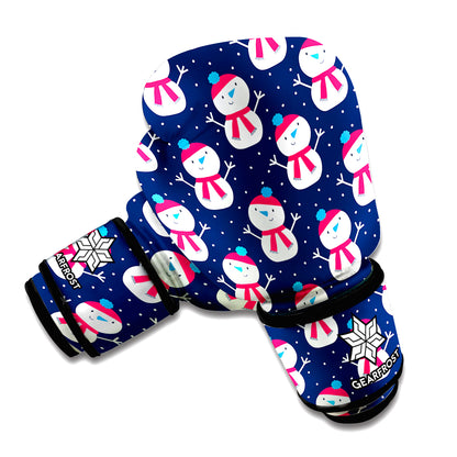Cute Snowman Pattern Print Boxing Gloves