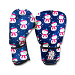 Cute Snowman Pattern Print Boxing Gloves