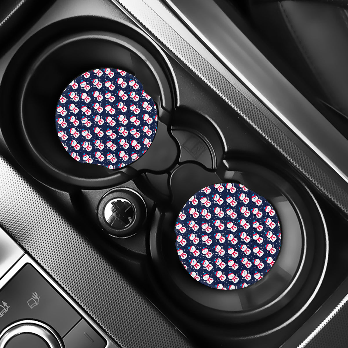 Cute Snowman Pattern Print Car Coasters