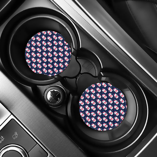 Cute Snowman Pattern Print Car Coasters