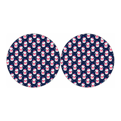 Cute Snowman Pattern Print Car Coasters