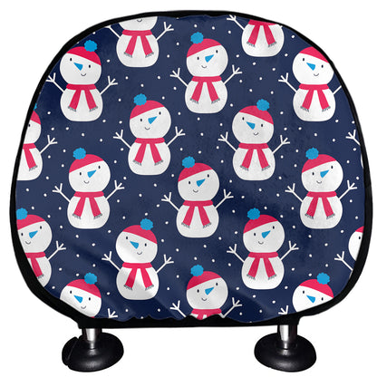 Cute Snowman Pattern Print Car Headrest Covers