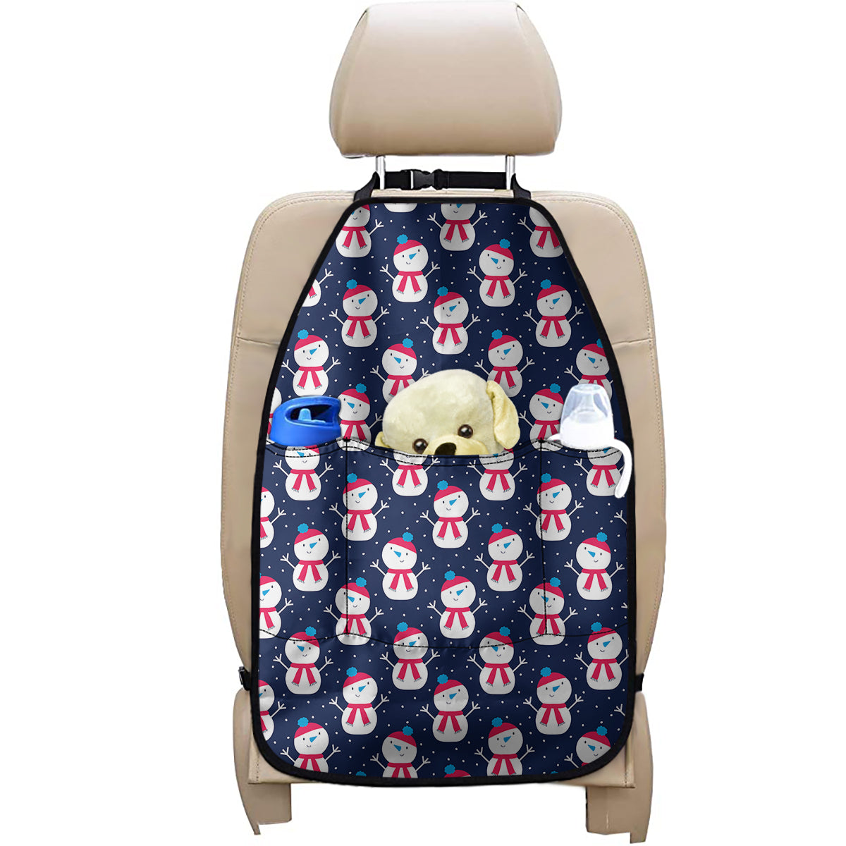 Cute Snowman Pattern Print Car Seat Organizers