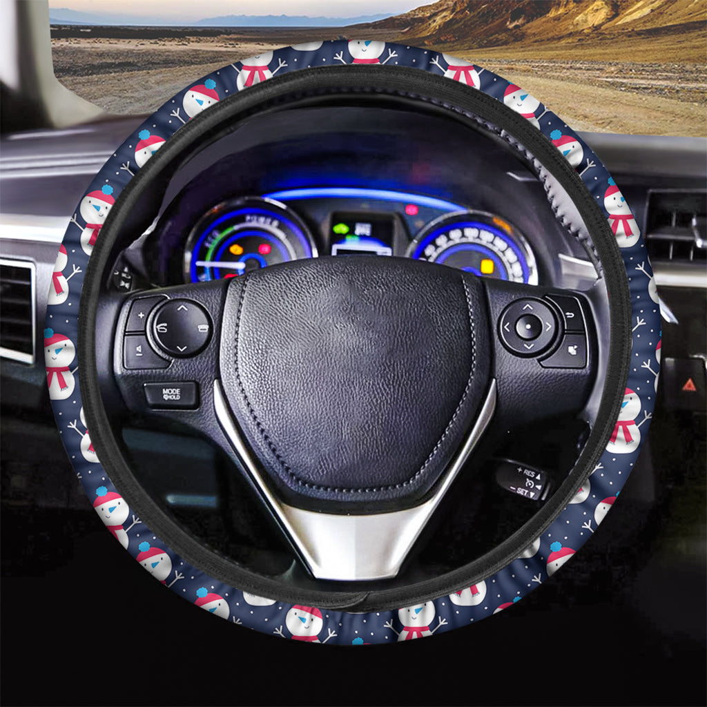 Cute Snowman Pattern Print Car Steering Wheel Cover