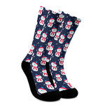 Cute Snowman Pattern Print Crew Socks