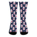 Cute Snowman Pattern Print Crew Socks