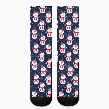 Cute Snowman Pattern Print Crew Socks