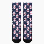 Cute Snowman Pattern Print Crew Socks
