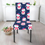 Cute Snowman Pattern Print Dining Chair Slipcover