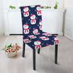 Cute Snowman Pattern Print Dining Chair Slipcover