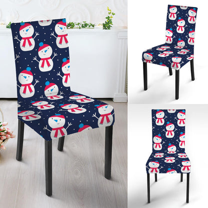 Cute Snowman Pattern Print Dining Chair Slipcover
