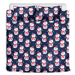 Cute Snowman Pattern Print Duvet Cover Bedding Set