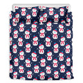 Cute Snowman Pattern Print Duvet Cover Bedding Set